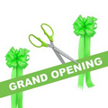 Grand Opening Kit-25" Ceremonial Scissors, Ribbon, Bows (Silver/Lime Green)